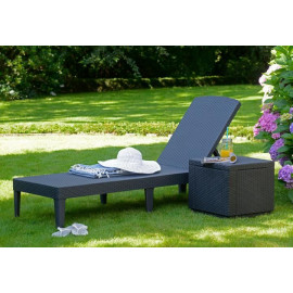 2 x Keter Jaipur Sun Loungers With Cushions and Cool Box 2 x Keter Jaipur Sun Loungers With Cushions and Cool Box