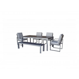 ALARNA Dining Set in grey powder coat ALARNA Dining Set in grey powder coat