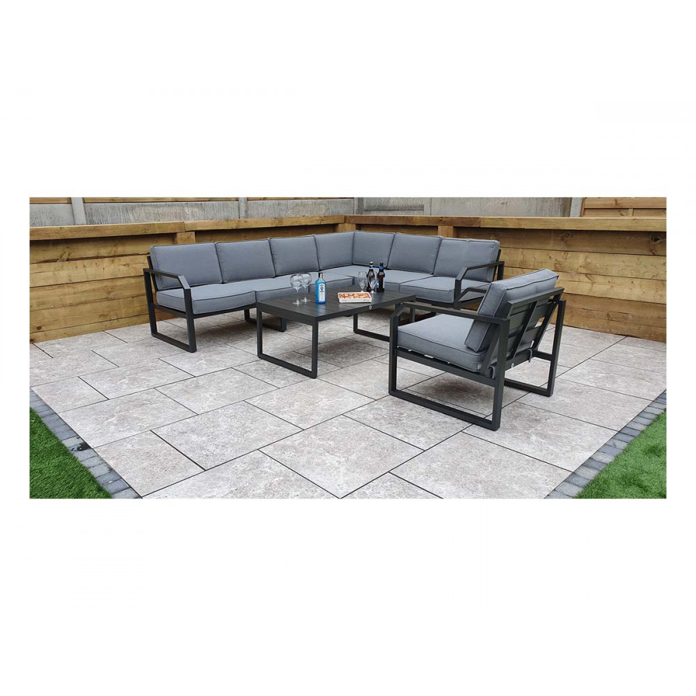 ALARNA Corner Sofa Grey in grey powder coat ALARNA Corner Sofa Grey in grey powder coat