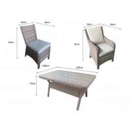 ALEXANDRA 6 Seat Rectangular Dining Set