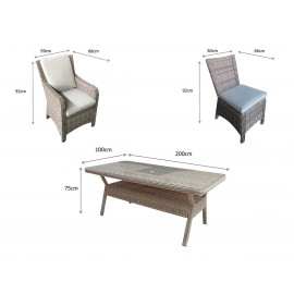 ALEXANDRA 8 Seat Rectangular Dining Set