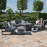 Amalfi 2 Seat Sofa Set With Square Fire Pit Table / Grey