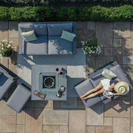 Amalfi 2 Seat Sofa Set With Square Fire Pit Table / Grey