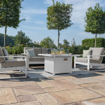 Amalfi 2 Seat Sofa Set With Square Fire Pit Table / White