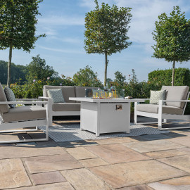 Amalfi 2 Seat Sofa Set With Square Fire Pit Table / White