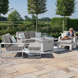 Amalfi 2 Seat Sofa Set With Square Fire Pit Table / White