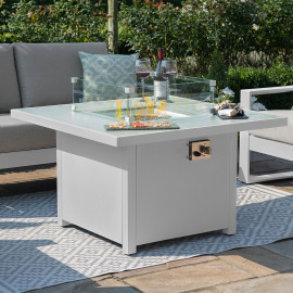 Amalfi 2 Seat Sofa Set With Square Fire Pit Table / White