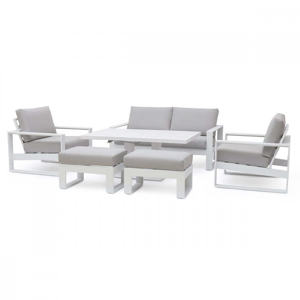 Amalfi 2 Seat Sofa Set With Rising Table / White