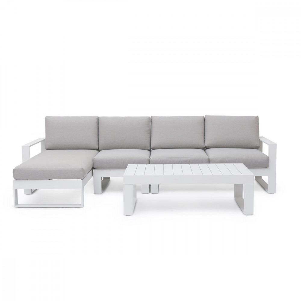Amalfi Chaise Sofa Set / White