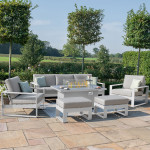 Amalfi 3 Seat Sofa Set With Rectangular Fire Pit Table / White
