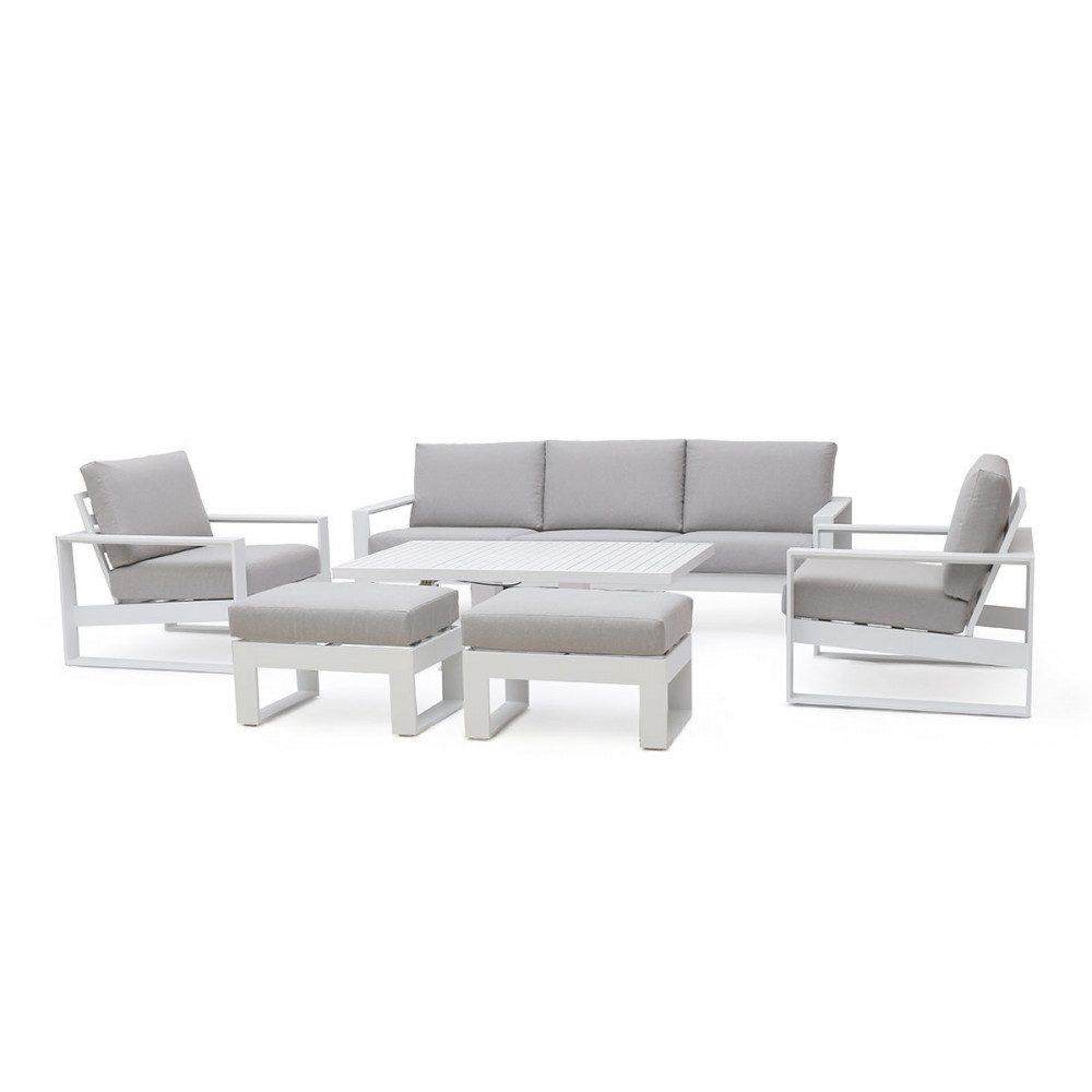 Amalfi 3 Seat Sofa Set With Rising Table / White