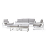 Amalfi 3 Seat Sofa Set With Rising Table / White
