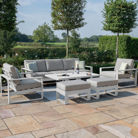 Amalfi 3 Seat Sofa Set With Rising Table / White