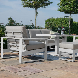 Amalfi 3 Seat Sofa Set With Rising Table / White