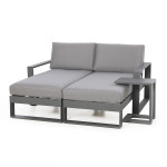 Amalfi Double Sunlounger with Side Table / Grey