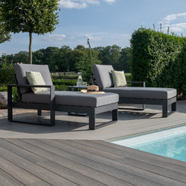 Amalfi Double Sunlounger with Side Table / Grey