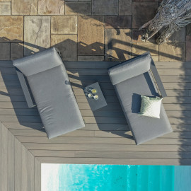 Amalfi Double Sunlounger with Side Table / Grey
