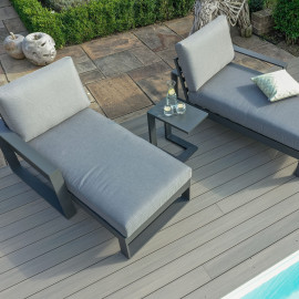 Amalfi Double Sunlounger with Side Table / Grey