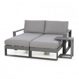 Amalfi Double Sunlounger with Side Table / Grey