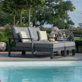 Amalfi Double Sunlounger with Side Table / Grey