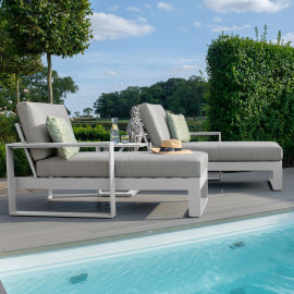Amalfi Double Sunlounger with Side Table / White