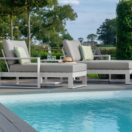 Amalfi Double Sunlounger with Side Table / White