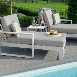 Amalfi Double Sunlounger with Side Table / White