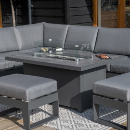 Amalfi Large Corner Group With Fire Pit Table / Grey