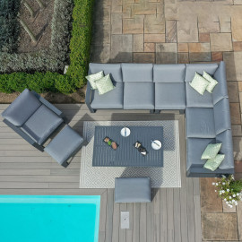 Amalfi Large Corner Dining Set with Rectangular Rising Table and Footstools / Grey