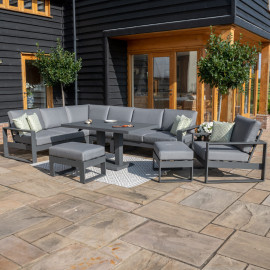 Amalfi Large Corner Dining Set with Rectangular Rising Table and Footstools / Grey