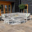 Amalfi Large Corner Group With Fire Pit Table / White