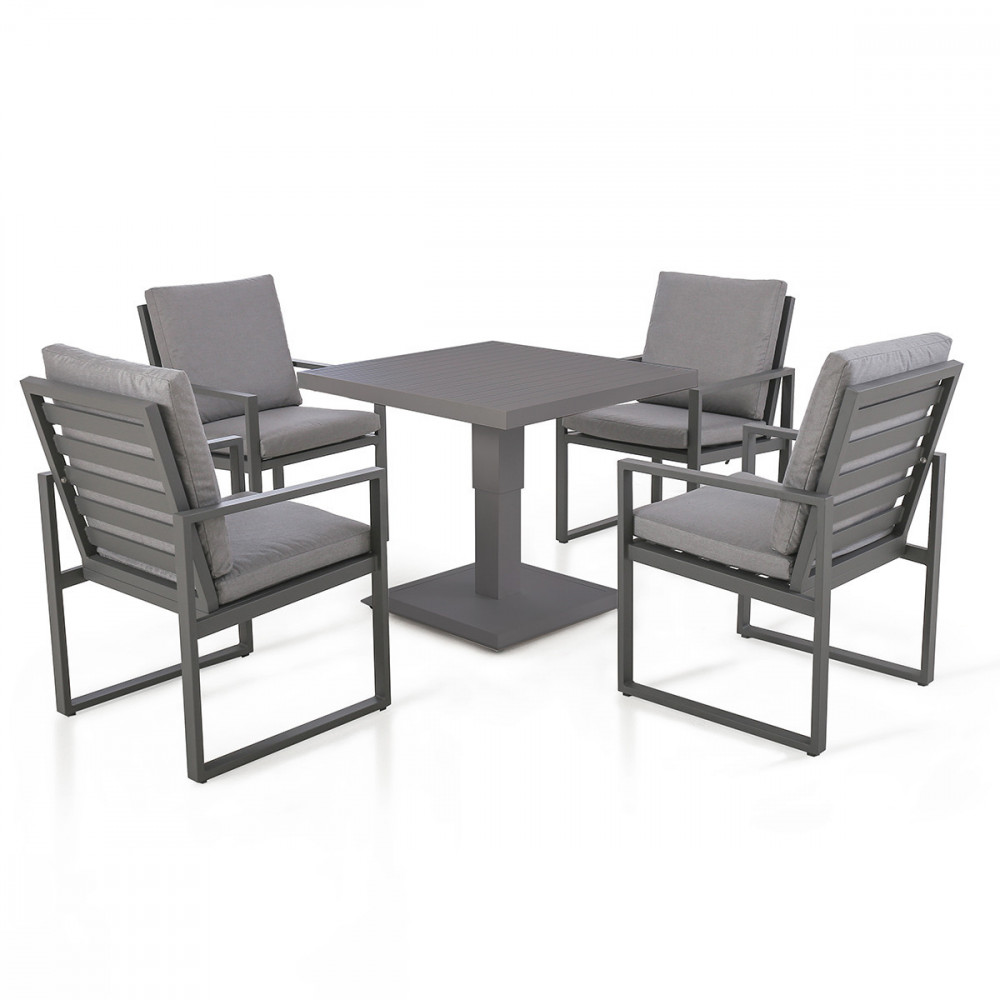 Amalfi 4 Seat Square Dining Set with Rising Table / Grey