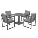 Amalfi 4 Seat Square Dining Set with Rising Table / Grey
