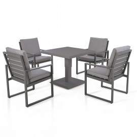 Amalfi 4 Seat Square Dining Set with Rising Table / Grey