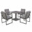 Amalfi 4 Seat Square Dining Set with Rising Table / Grey