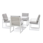 Amalfi 4 Seat Square Dining Set with Rising Table / White