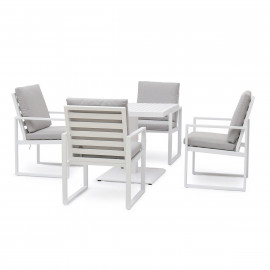 Amalfi 4 Seat Square Dining Set with Rising Table / White