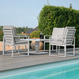 Amalfi 4 Seat Square Dining Set with Rising Table / White