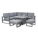 Amalfi Small Corner Group With Fire Pit Table / Grey