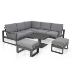 Amalfi Small Corner Dining with Square Rising Table and Footstools / Grey