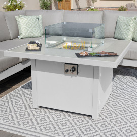 Amalfi Small Corner Group With Fire Pit Table / White