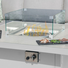 Amalfi Small Corner Group With Fire Pit Table / White