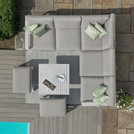 Amalfi Small Corner Dining with Square Rising Table and Footstools / White