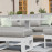 Amalfi Small Corner Dining with Square Rising Table and Footstools / White