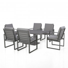 Amalfi 6 Seat Rectangular Dining Set with Rising Table / Grey