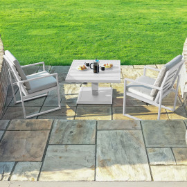 Amalfi 3 Piece Bistro Set with Rising Table / White