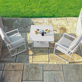 Amalfi 3 Piece Bistro Set with Rising Table / White