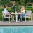 Amalfi 3 Piece Bistro Set with Rising Table / White