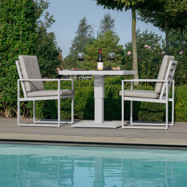 Amalfi 3 Piece Bistro Set with Rising Table / White