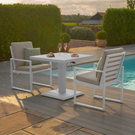 Amalfi 3 Piece Bistro Set with Rising Table / White